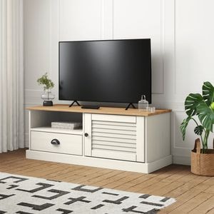 Comoda TV VIGO vidaXL, alb, 106x40x40 cm, lemn masiv de pin