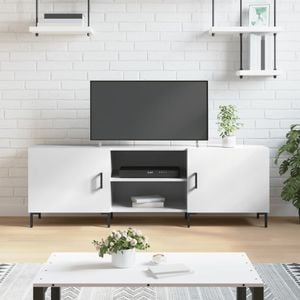 Comoda TV vidaXL, alb extralucios, 150x30x50 cm, lemn compozit