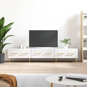 Comoda TV vidaXL, alb extralucios, 150x36x30 cm, lemn prelucrat