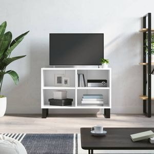 Comoda TV vidaXL, alb extralucios, 69,5x30x50 cm, lemn compozit