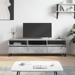 Comoda TV vidaXL, gri beton, 150x30x44,5 cm, lemn prelucrat