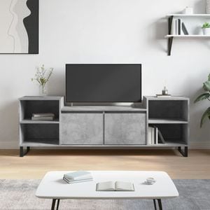 Comoda TV vidaXL, gri beton, 160x35x55 cm, lemn prelucrat
