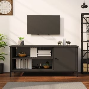 Comoda TV vidaXL, negru, 100x40x45 cm, lemn prelucrat