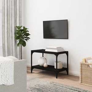 Comoda TV vidaXL, negru, 60x33x41 cm, lemn prelucrat si otel