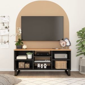 Comoda TV vidaXL, 100x33x46 cm, lemn masiv de acacia&lemn prelucrat