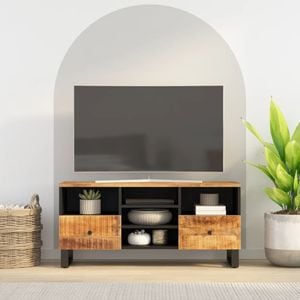 Comoda TV vidaXL, 100x33x46 cm, lemn masiv de mango si lemn compozit