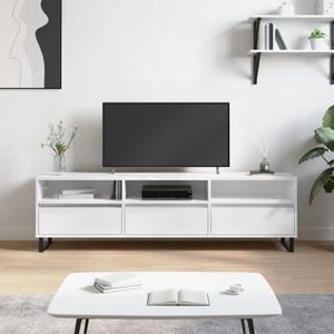 Comoda TV vidaXL, alb extralucios, 150x30x44,5 cm, lemn prelucrat