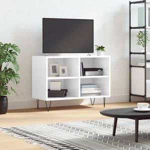Comoda TV vidaXL, alb extralucios, 69,5x30x50 cm, lemn compozit
