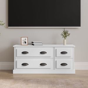 Comoda TV vidaXL, alb, 100x35,5x45 cm, lemn prelucrat