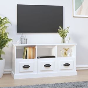 Comoda TV vidaXL, alb, 100x35x50 cm, lemn prelucrat