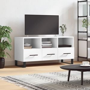 Comoda TV vidaXL, alb, 102x36x50 cm, lemn prelucrat
