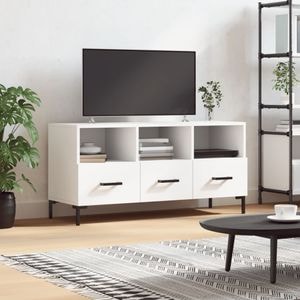 Comoda TV vidaXL, alb, 102x36x50 cm, lemn prelucrat