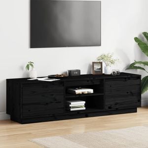 Comoda TV vidaXL, negru, 140x35x40 cm, lemn masiv de pin