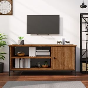 Comoda TV vidaXL, stejar maro, 100x40x45 cm, lemn prelucrat