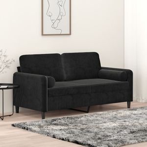 Canapea cu 2 locuri cu pernute vidaXL, 158 x 77 x 80, catifea, Negru
