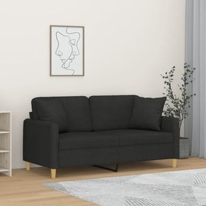 Canapea cu 2 locuri cu pernute vidaXL, 158 x 77 x 80, textil, Negru