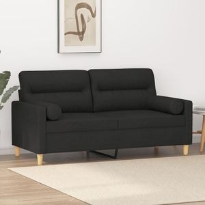 Canapea cu 2 locuri cu pernute vidaXL, 158 x 77 x 80, textil, Negru