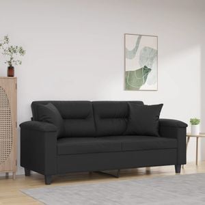 Canapea cu 2 locuri cu pernute vidaXL, 170 x 77 x 80, piele ecologica, Negru