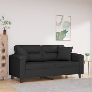 Canapea cu 2 locuri, cu perne vidaXL, 170 x 77 x 80, microfibra, Negru