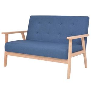 Canapea cu 2 locuri vidaXL, 113.5 x 67 x 73.5, material textil, Albastru