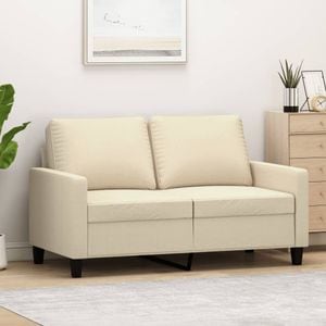 Canapea cu 2 locuri vidaXL, 138 x 77 x 80, material textil, Crem