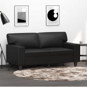 Canapea cu 2 locuri vidaXL, 154 x 77 x 80, piele ecologica, Negru