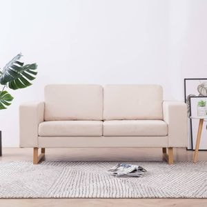 Canapea cu 2 locuri vidaXL, 156 x 82 x 75, material textil, Crem