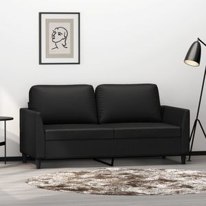 Canapea cu 2 locuri vidaXL, 160 x 77 x 80, piele ecologica, Negru