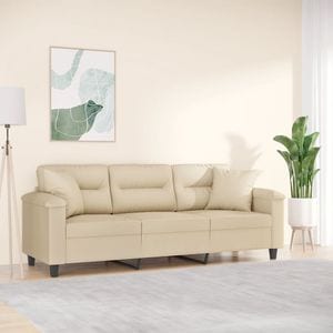 Canapea cu 3 locuri si perne vidaXL, 210 x 77 x 80, microfibra, Crem