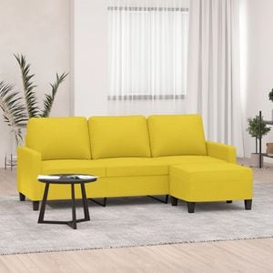 Canapea cu 3 locuri si taburet vidaXL, 198 x 77 x 80, textil, Galben