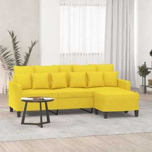Canapea cu 3 locuri si taburet vidaXL, 198 x 77 x 80, textil, Galben