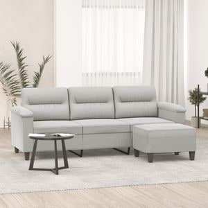 Canapea cu 3 locuri si taburet vidaXL, 210 x 77 x 80, microfibra, Gri