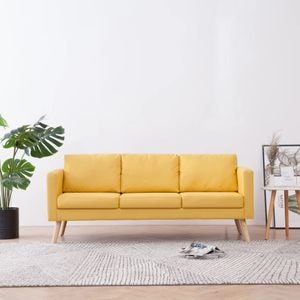Canapea cu 3 locuri vidaXL, 168 x 70 x 73, material textil, Galben