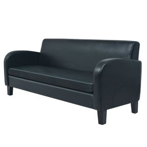 Canapea cu 3 locuri vidaXL, 183 x 70 x 76, piele artificiala, Negru