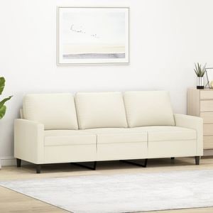 Canapea cu 3 locuri vidaXL, 198 x 77 x 80, catifea, Crem