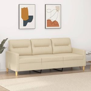 Canapea cu 3 locuri vidaXL, 198 x 77 x 80, material textil, Crem