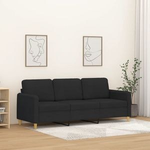Canapea cu 3 locuri vidaXL, 198 x 77 x 80, material textil, Negru