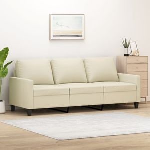 Canapea cu 3 locuri vidaXL, 198 x 77 x 80, piele ecologica, Crem