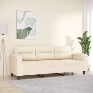 Canapea cu 3 locuri vidaXL, 210 x 77 x 80, tesatura microfibra, Bej
