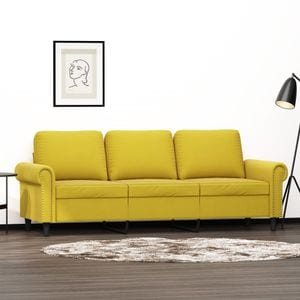 Canapea cu 3 locuri vidaXL, 212 x 77 x 80, catifea, Galben