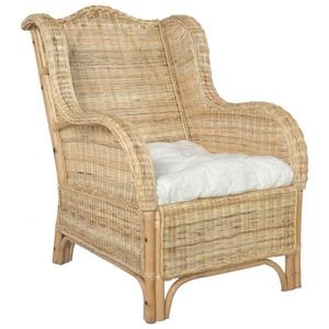 Canapea cu perna vidaXL, 82 x 66 x 92, ratan natural si in, Alb