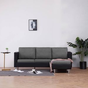Canapea de 3 locuri cu perne vidaXL, 188 x 122 x 77, piele ecologica, Negru