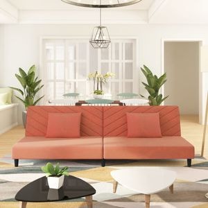 Canapea extensibila vidaXL, 2 locuri, 2 perne, 200 x 84,5 x 69, catifea, Roz