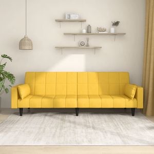 Canapea extensibila vidaXL, 2 locuri, 2 perne, 220 x 84,5 x 69, textil, Galben