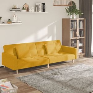 Canapea extensibila vidaXL, 2 locuri, 2 perne, 220 x 84,5 x 69, textil, Galben