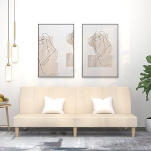 Canapea extensibila cu 2 locuri vidaXL, 200 x 84,5 x 69, material textil, Crem