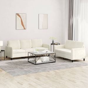 Set canapea 2 piese vidaXL, 138 x 77 x 80, Crem