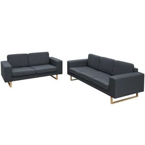 Set canapea cu 2 si 3 locuri vidaXL, 156 x 82 x 76, Gri