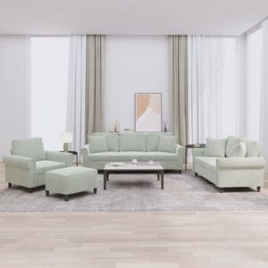 Set canapea cu perne vidaXL, 4 piese, 92 x 77 x 80, catifea, Gri
