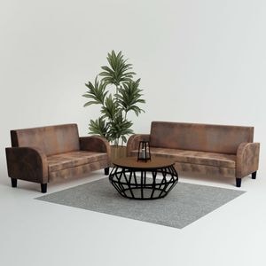 Set canapea 2 buc. vidaXL, 139 x 70 x 76, piele artificiala de caprioara, Maro